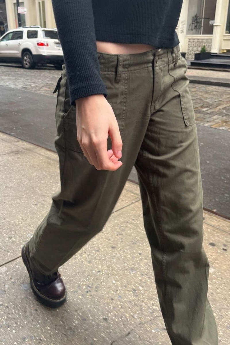 Olive Brandy Melville Parker Cargo Pants | USA 62419-DWAF