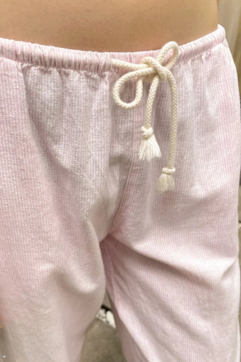 Pink Brandy Melville Nanda Linen Pants | USA 61758-WUAR