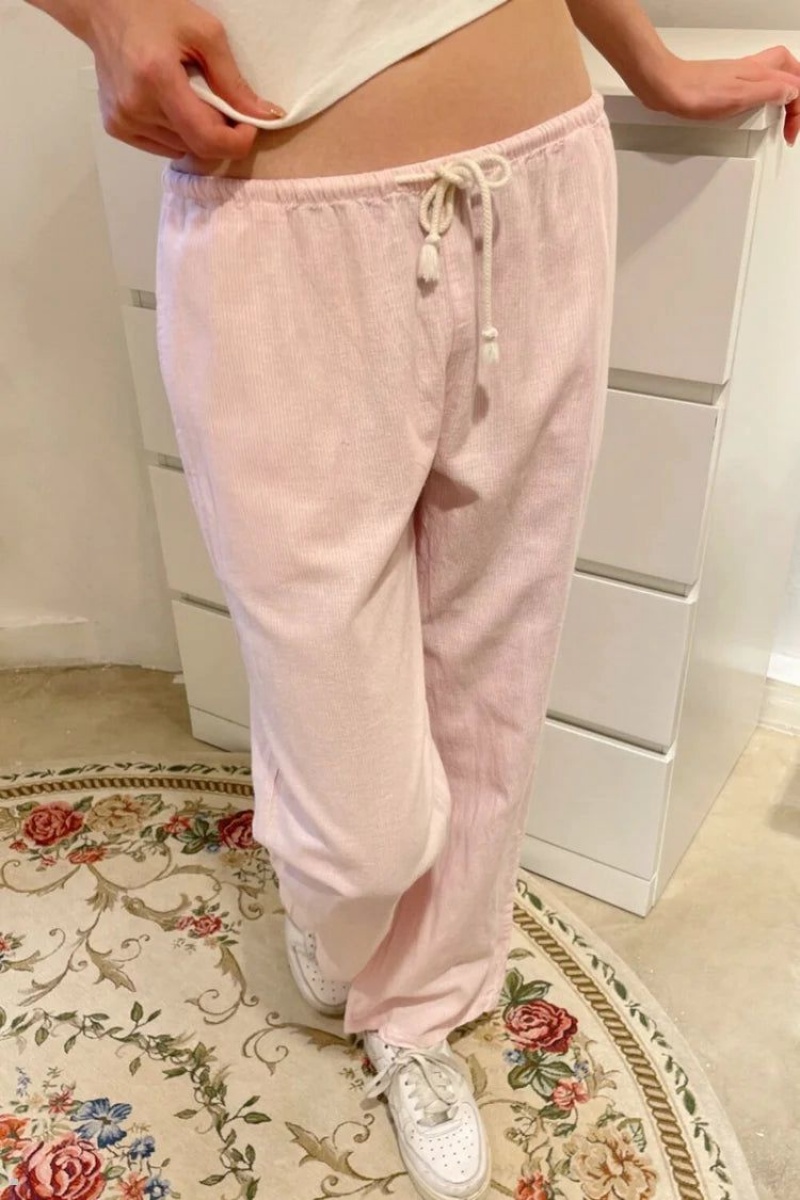 Pink Brandy Melville Nanda Linen Pants | USA 61758-WUAR