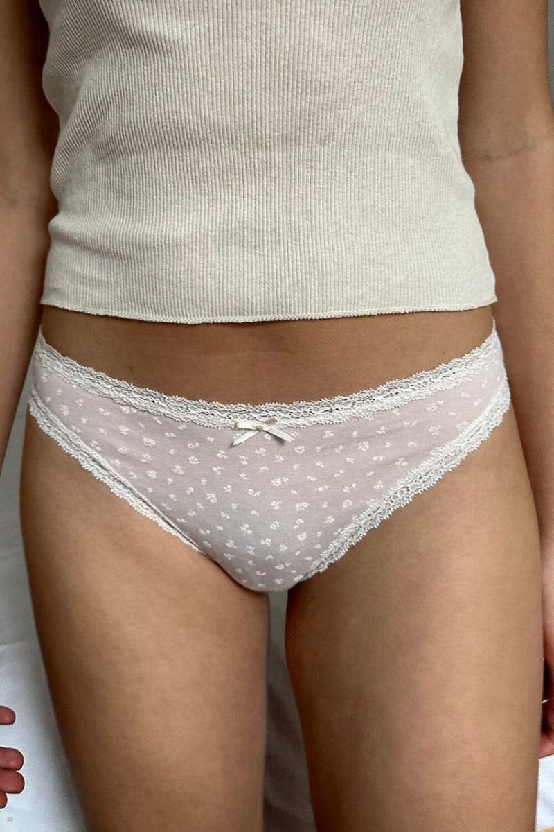 Pink White Brandy Melville Floral Underwear | USA 93046-YNSC