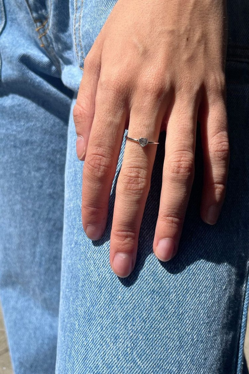 Silver Brandy Melville Diamond Heart Rings | USA 96713-QZJX