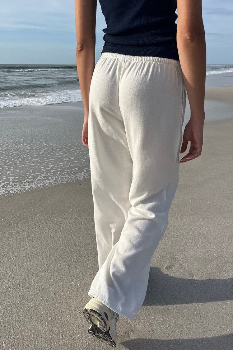 White Brandy Melville Anastasia Linen Pants | USA 04327-AHPL