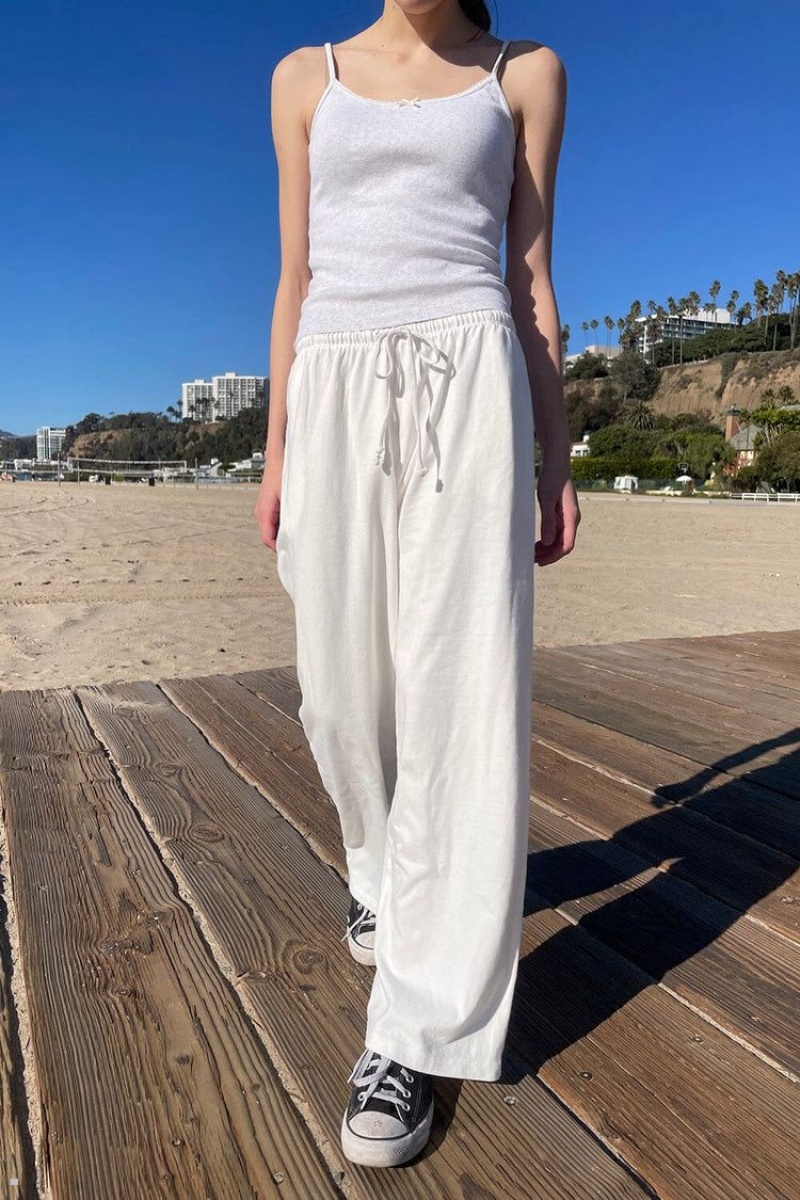 White Brandy Melville Autumn Tie Sweatpants | USA 37651-FOGV