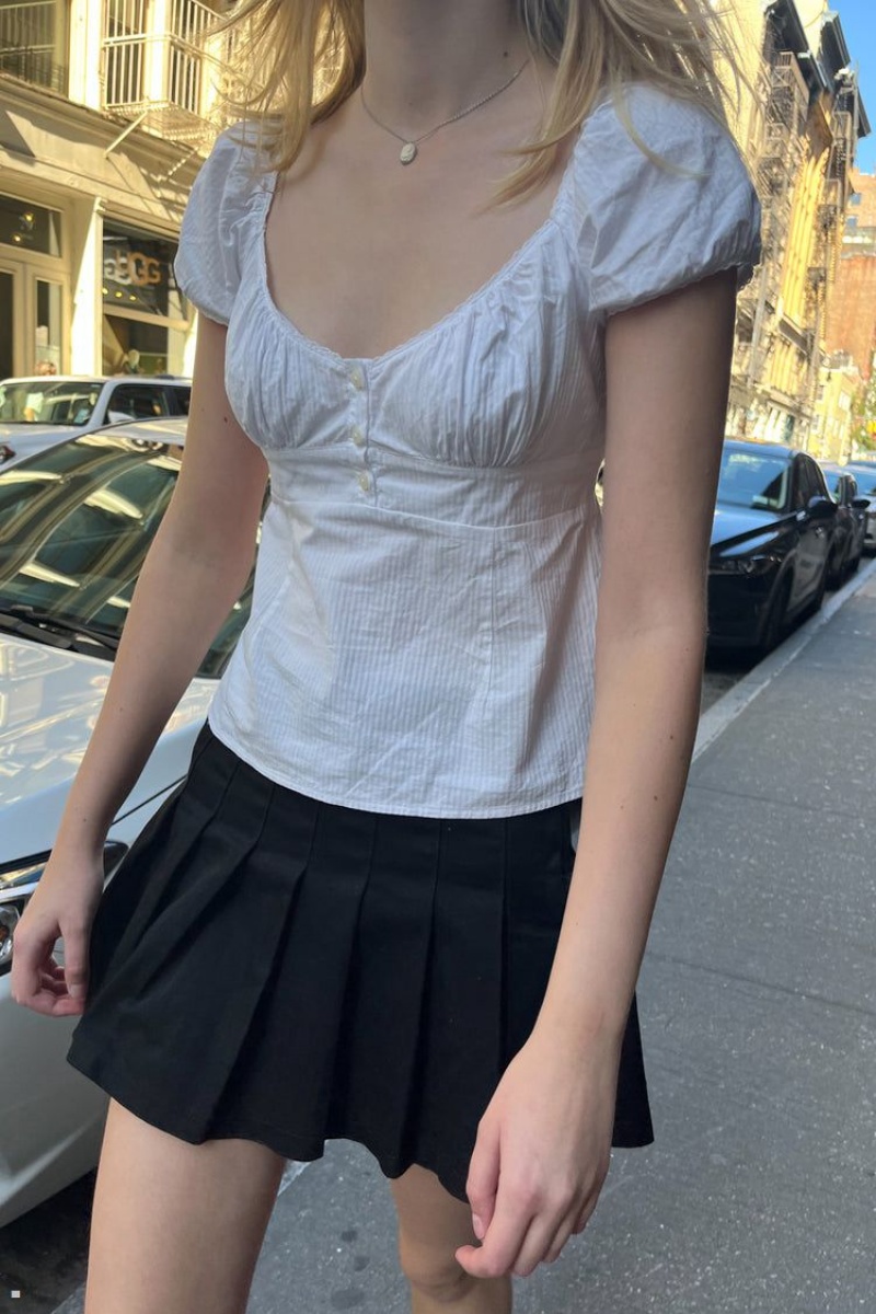 White Brandy Melville Blair Cotton Ruffle Tops | USA 54718-IDNQ