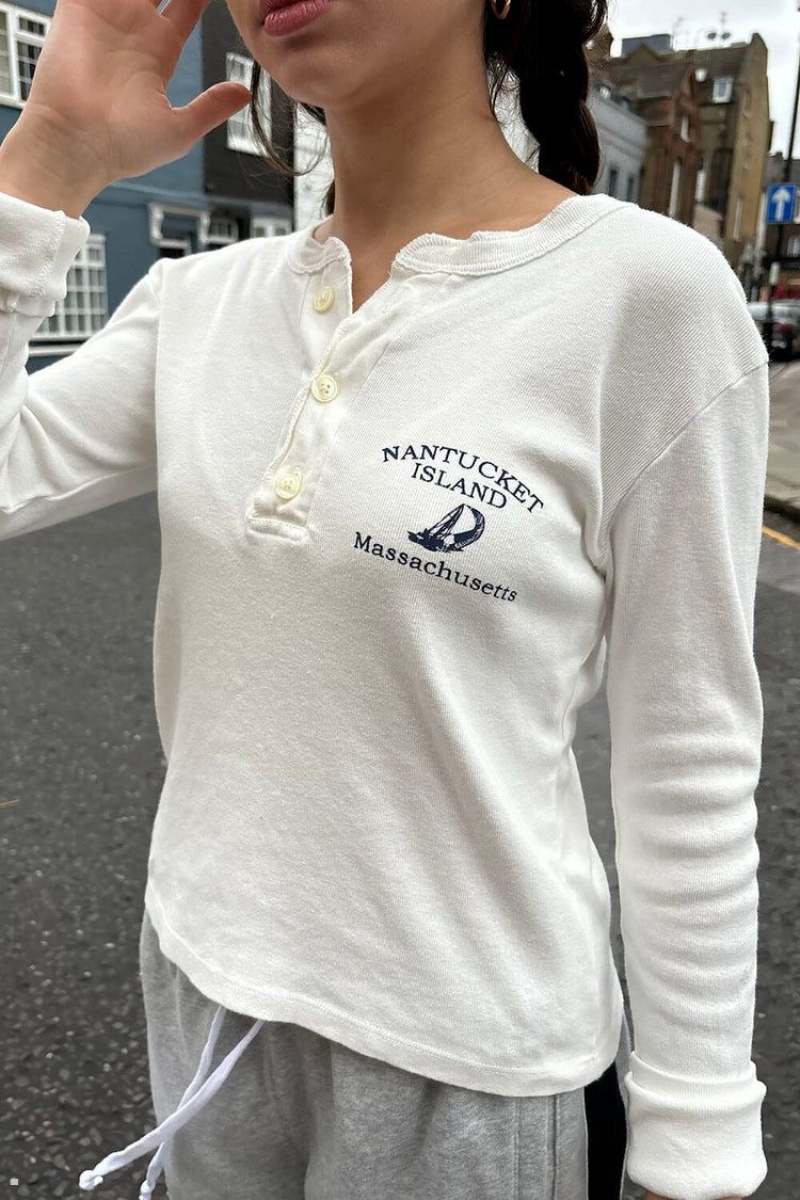 White Brandy Melville Charlie Nantucket Tops | USA 80671-RPFS