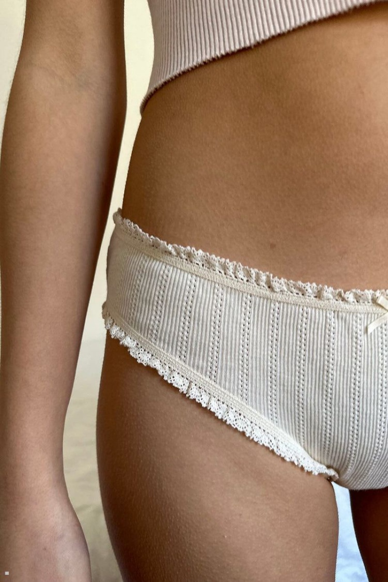 White Brandy Melville Eyelet Ruffle Underwear | USA 75863-YARG