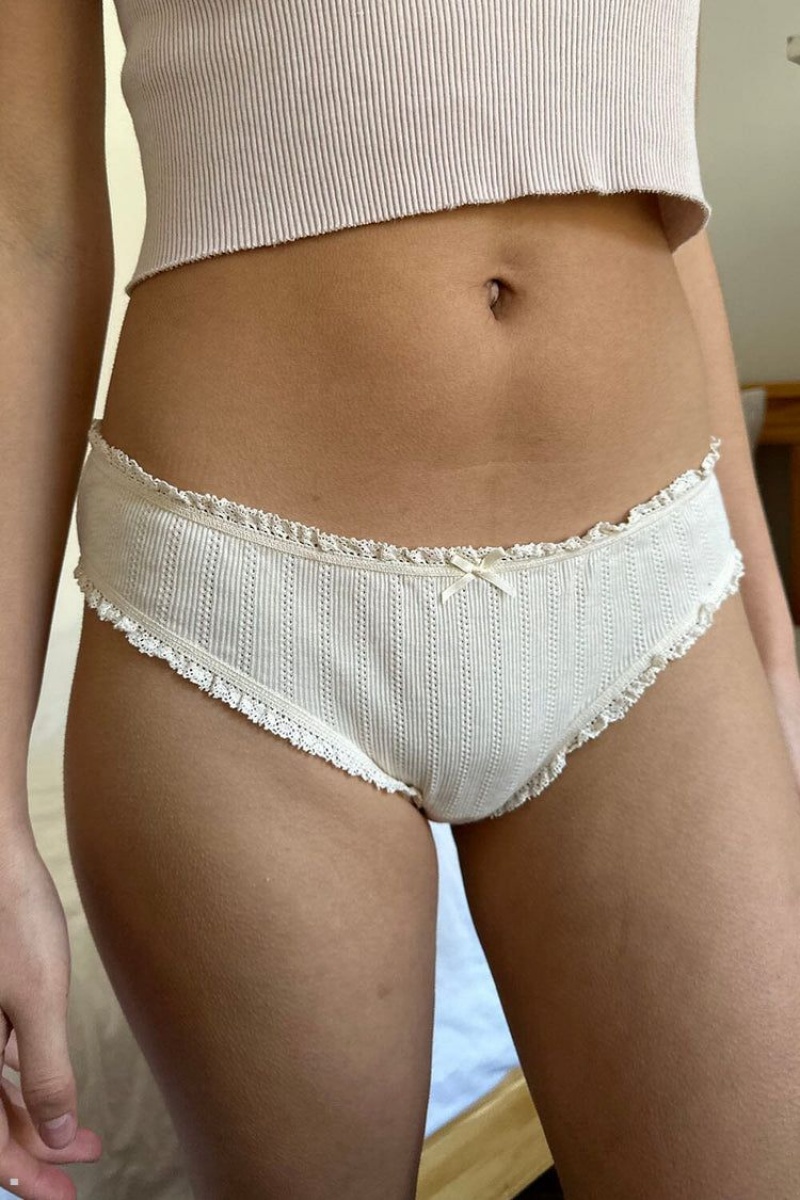 White Brandy Melville Eyelet Ruffle Underwear | USA 75863-YARG