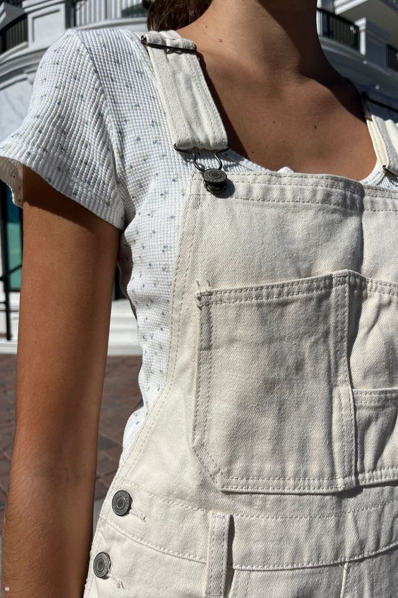 White Brandy Melville Hayley Overalls Pants | USA 98605-AEYB