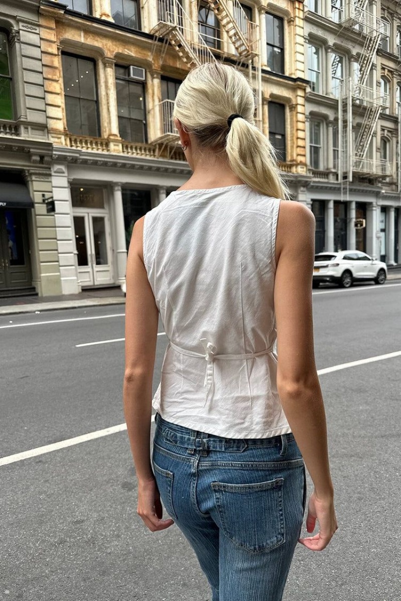 White Brandy Melville Rafaela Tops | USA 67125-BRZI