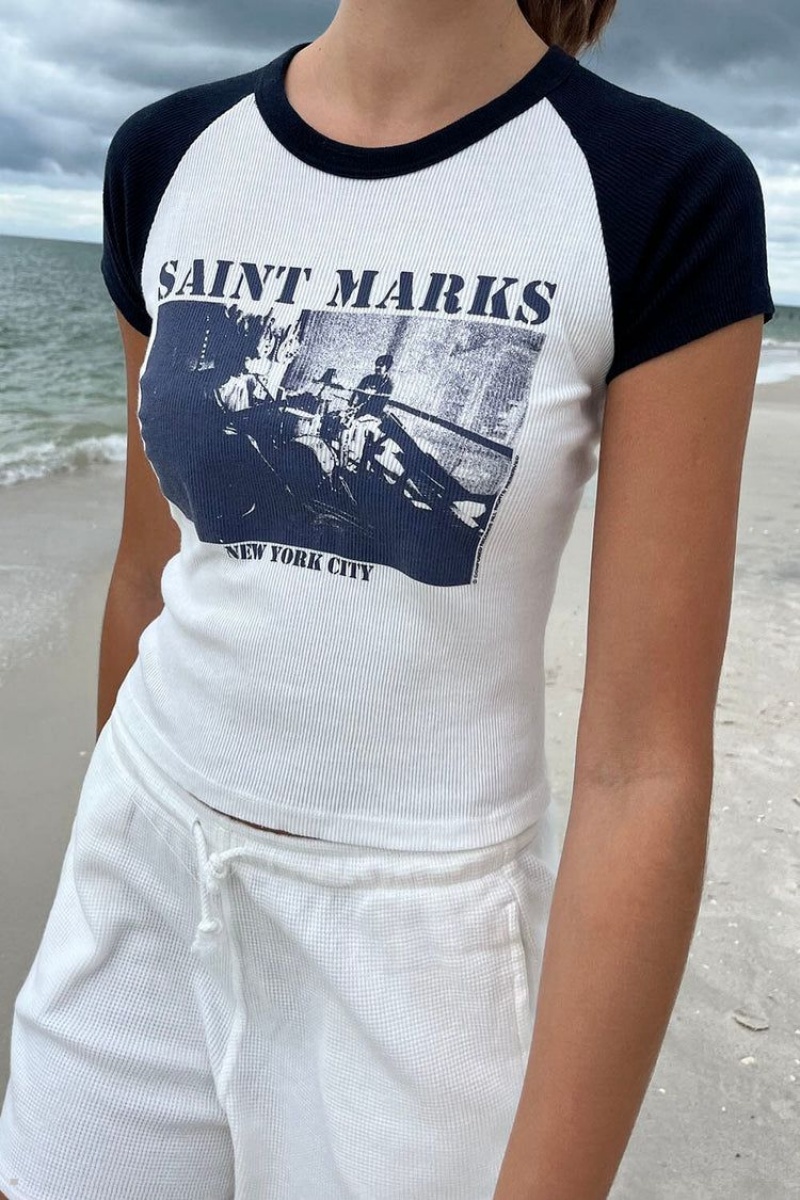 White Brandy Melville Saint Marks Tops | USA 05149-IMNA