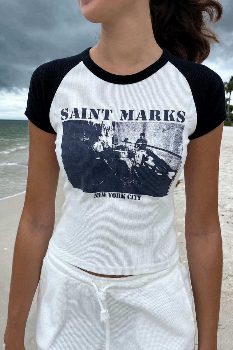 White Brandy Melville Saint Marks Tops | USA 05149-IMNA