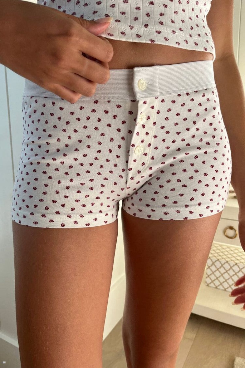 White Burgundy Brandy Melville Boy Short Underwear | USA 93562-LZGT